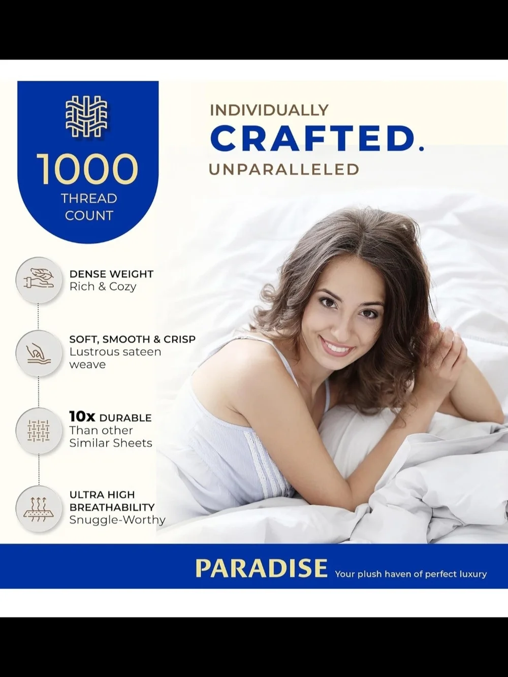 Egyptian Cotton Sheets King Size - 1000 Series High Thread Count Cotton